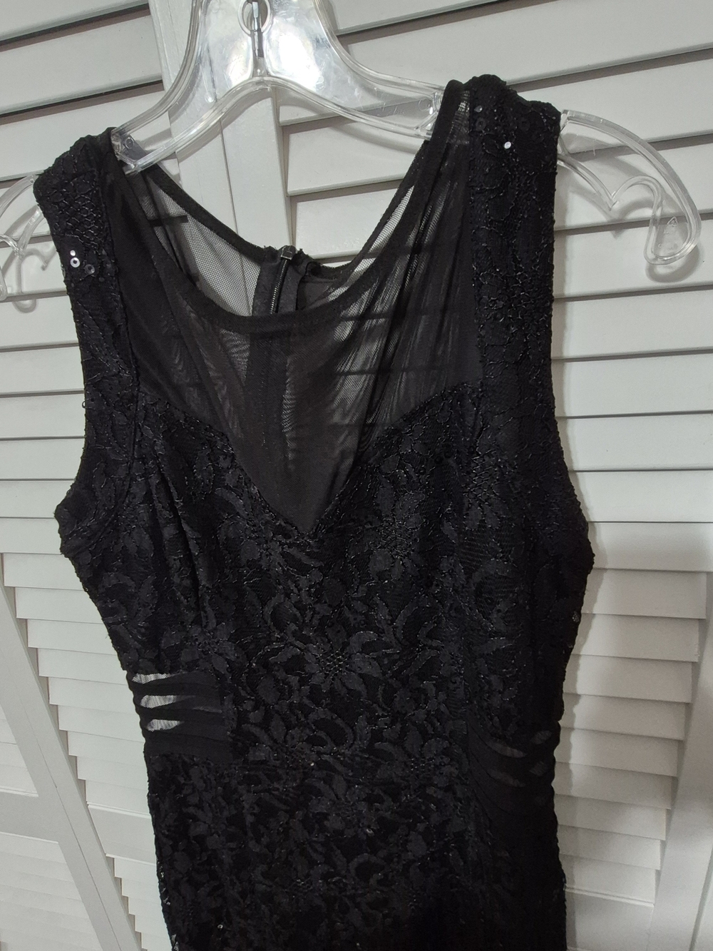 Black Lace & Mesh Sleeveless Cocktail Dress